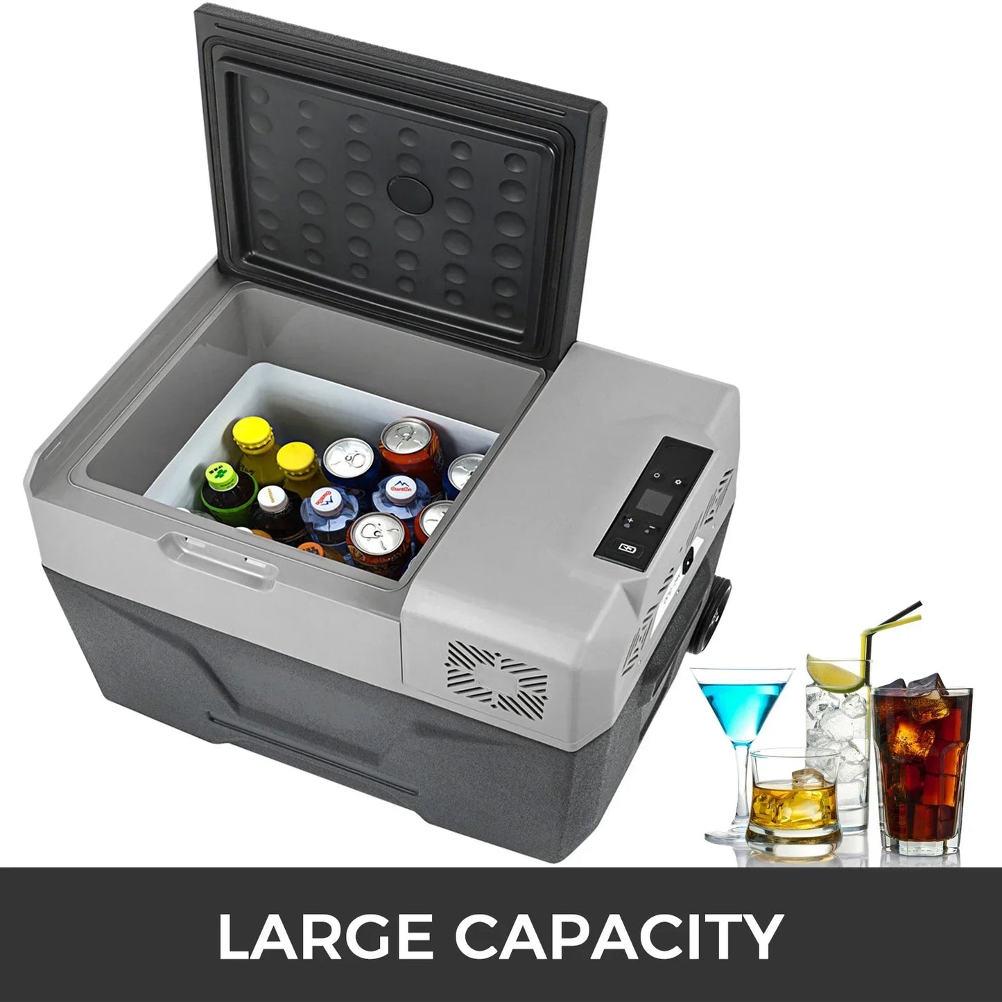 VEVOR 15-55L Car Refrigerator, 12V Car Fridge, -4℉-50℉ Adjustable Range,12/24V DC and 100-240V AC Compressor Cooler for Outdoor