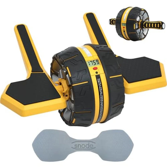 Ab Roller Wheel with Elbow Support for Core Workout Spring Steel Sheet 3 Resistance Levels Dual Mode Automatic Rebound System B
