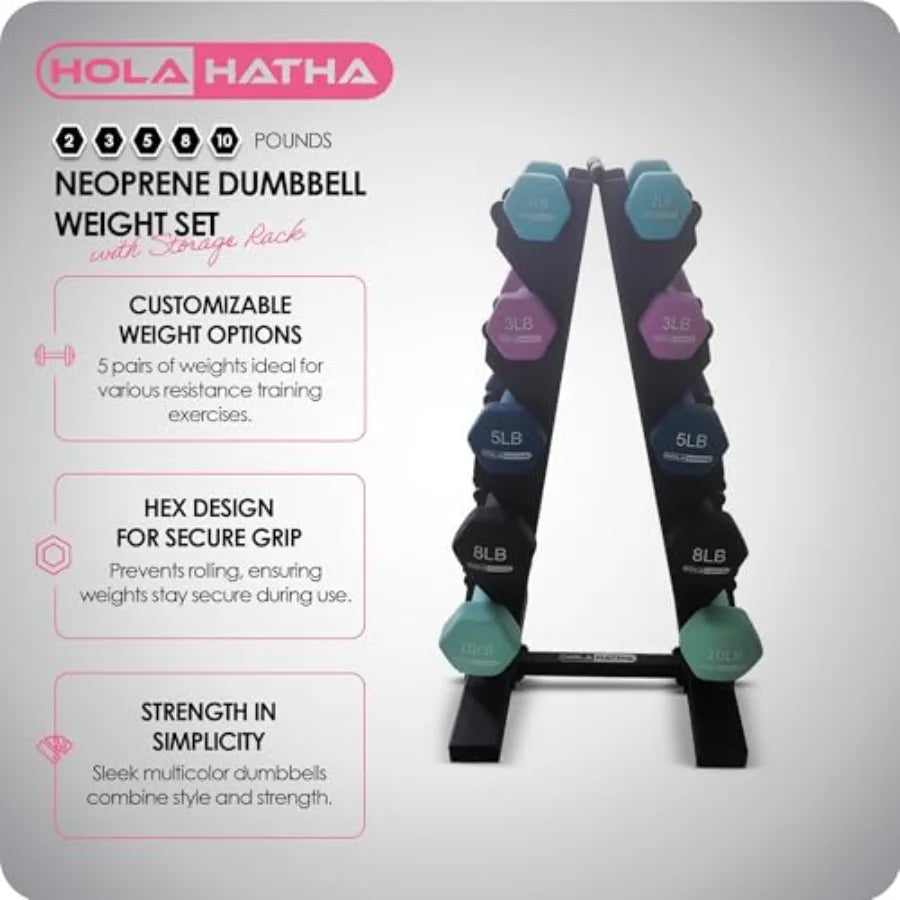 1, 2 and 3 lb Neoprene Dumbbell Strength Training Weight Set with Rack