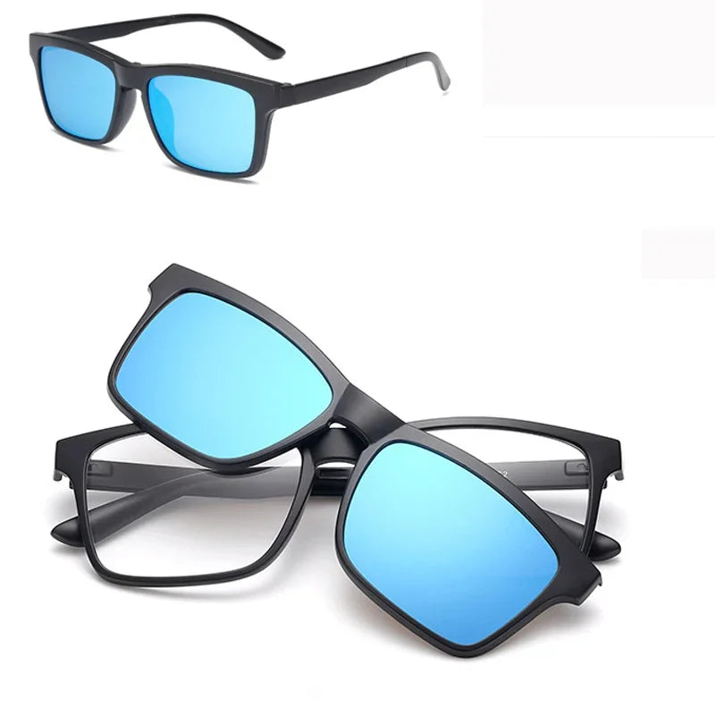 Magnetic Sunglasses Men Women Clip on Glasses Square Optic Prescription Myopia Spectacle Frames Men Outdoor Fishing GogglesUV400