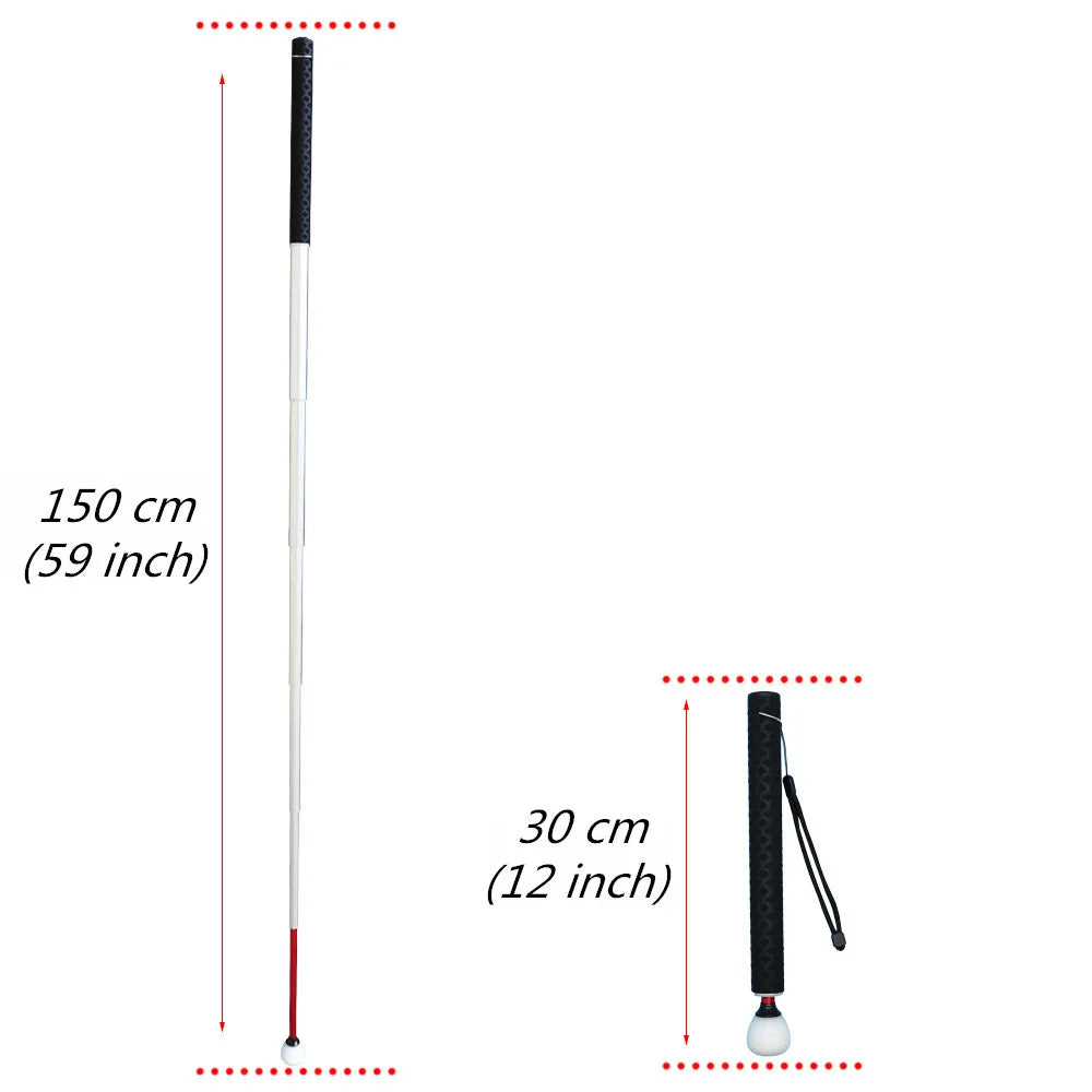 7 Sections Telescopic Aluminum Guide Cane Portable Walking Stick for the Blind Length 150cm 59 inches