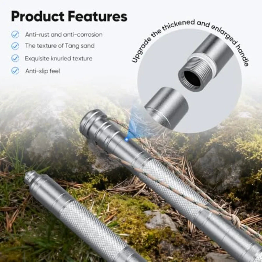15-in-1 Tactical Walking Stick with Spear and Knife and Flashlight and Thermal Gloves and Anti-Slip Tape Multitool Survival Hik