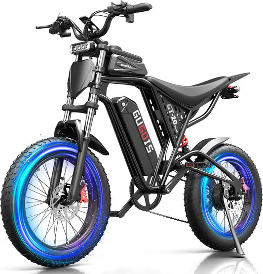 GT20Plus Electric Dirt Bike for Adults & Teens with Bag, 1500W Peak Motor, 48V 20AH Battery UL2849 & GCC Certified, 34MPH, 60 Miles (PAS Mode), 7 Speed Gear, Full Suspension, 20x4.0" Fat Tire All Terrain Electric Motorcycle f