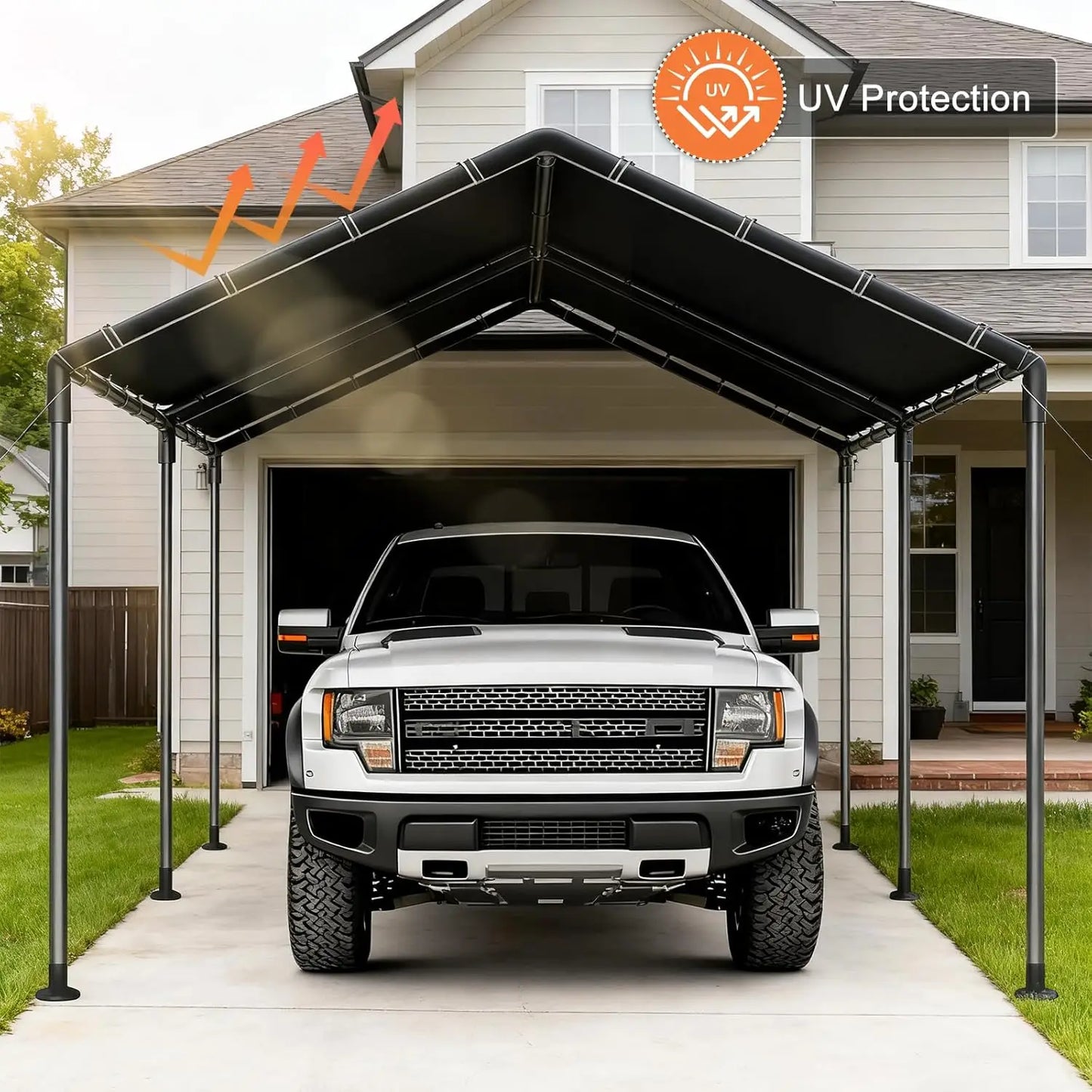 10x20 Heavy Duty Carport, Outdoor Carport Shelter with Reinforced Frame and Stakes, Waterproof Garage Car Port Tent, Customized