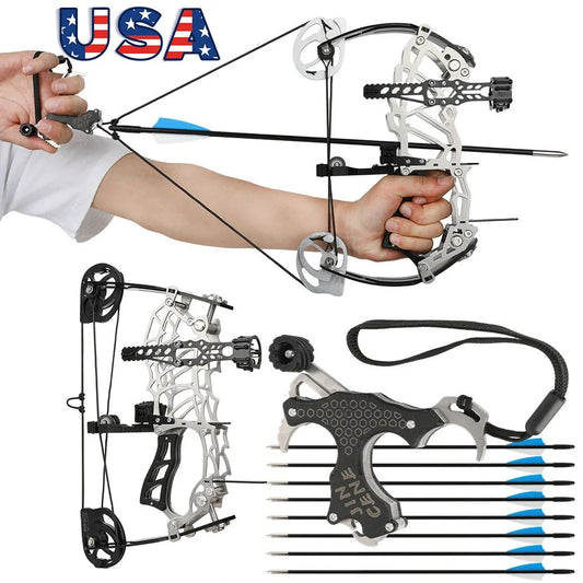 Archery Compound Bow 15-32lbs Adjustable for Beginners Right Hand Carbon Fiber Grip Arrows Youth Target Practice Archery Set