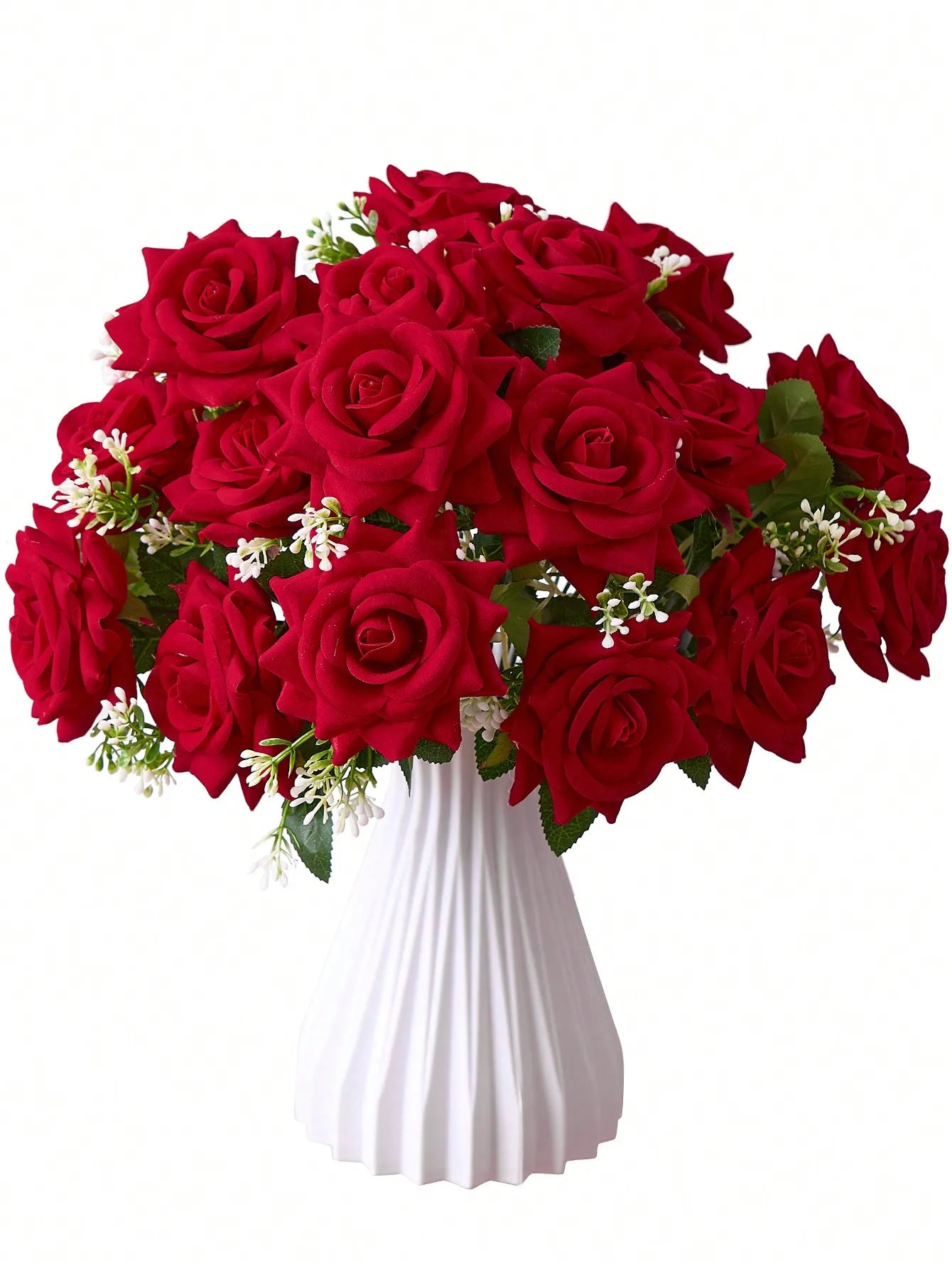 1 Bunch Valentines Rose Flowers Artificial Rose Flowers Velvet Roses Silk Rose Realistic Faux Red Rose Bouquets For Wedding Party Home Decor Valentine's Day Gifts For Her Birthday Gifts For Women, Valentine's Day, Gift Gradua