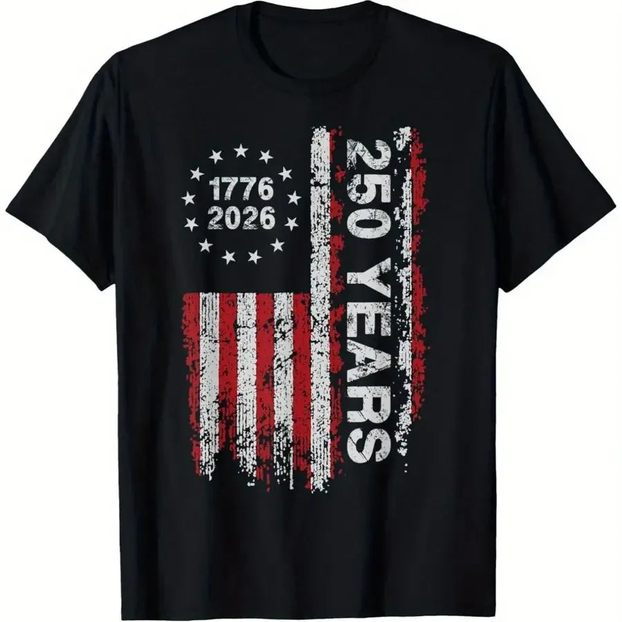 【New Arrival】1776-2026 250 Years American Flag T-Shirt USA 250th Anniversary Independence Day Casual Cotton Short Sleeve Tee Unisex Crew Neck Top