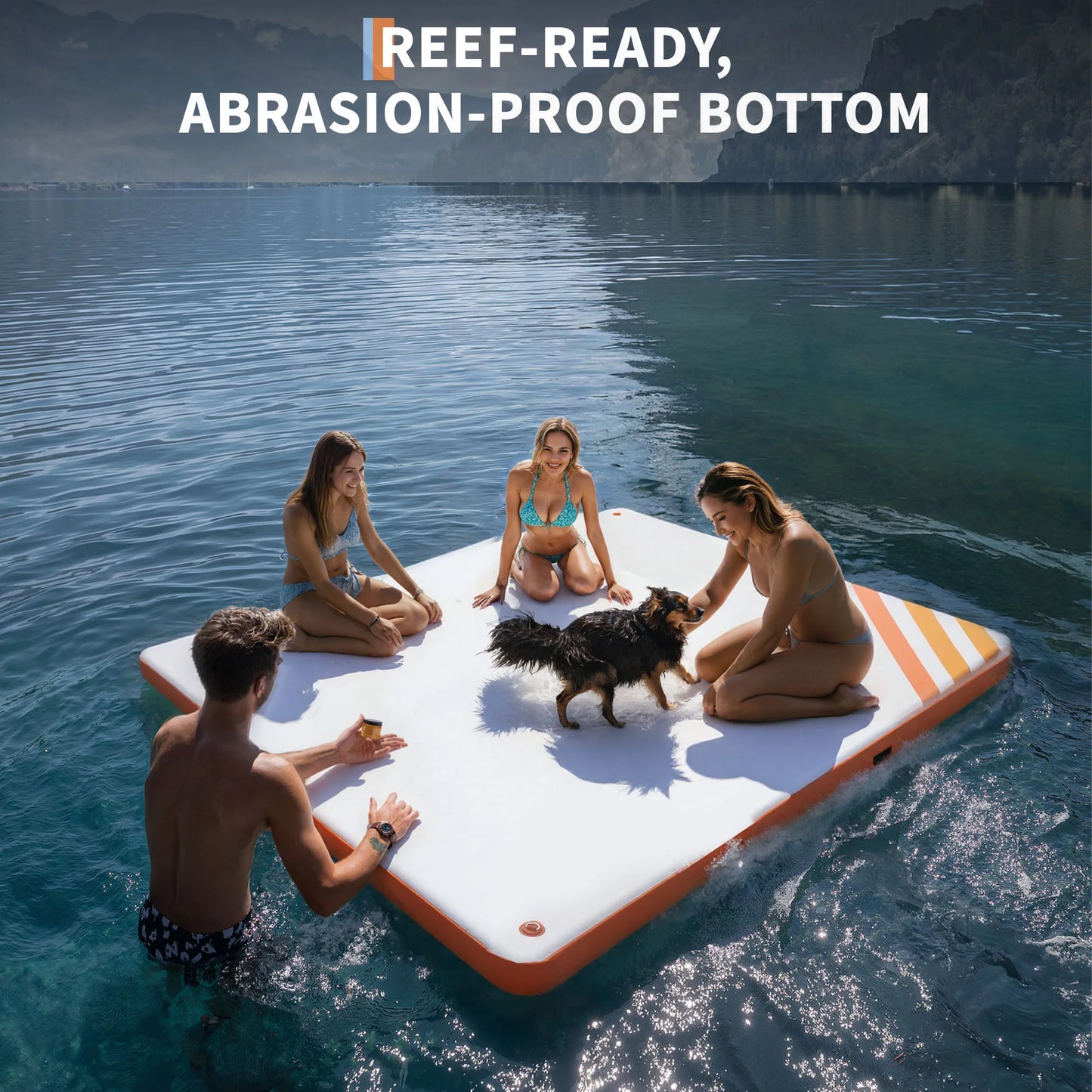 Portable Inflatable Floating Dock Platform Non-Slip Heavy-Duty PVC Water Mat with Carry Bag & Air Pump, Ideal for Lake Pool Beach Fishing Lounging