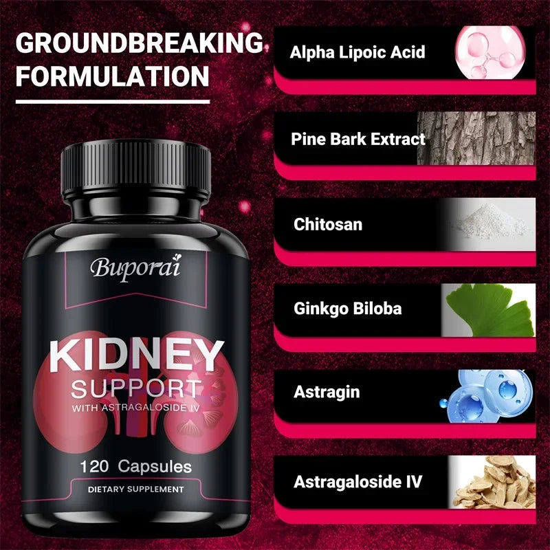 Kidney Support - Helps Promote Kidney Cleansing and Detoxification, Improve Urinary Tract Health - 120 Capsules