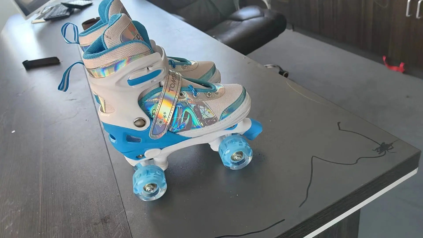 【New】TOMSHOO Roller Skates for Kids Adjustable Light Up LED Luminous Wheels Girls Roller Skates