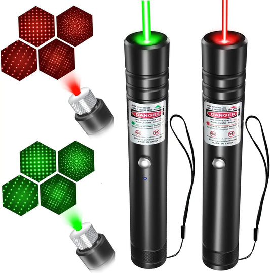 Rechargeable Laser Pointer with Green and Red Beams, Long Range for Presentations and Outdoor Use