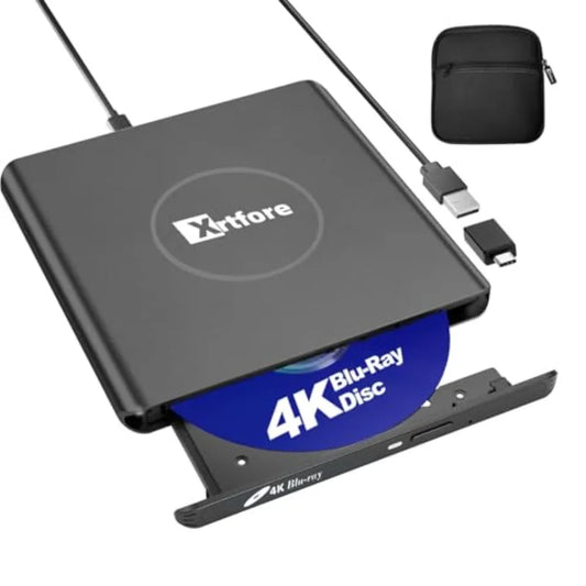 External 4K Blu-ray Drive Aluminum 4K Blu-ray Burner with Carry Case USB 3.0 UHD Player DVD+/-RW External Optical Drive for Mac