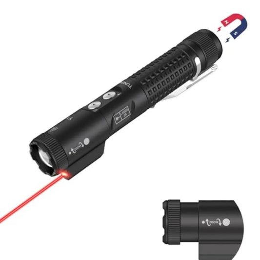 Y1 EDC Flashlight Rechargeable with White Light and Red Beam, 1200 High Lumens Zoomable LED Flash Light, Hands-Free Magnetic Wo