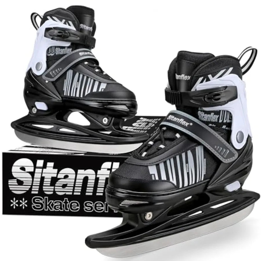 Adjustable Ice Skates for Girls Boys, Ice Hockey Skates for Beginners Ages 4-12, Toddler Ice Skating Shoes with Safety Ankle Su