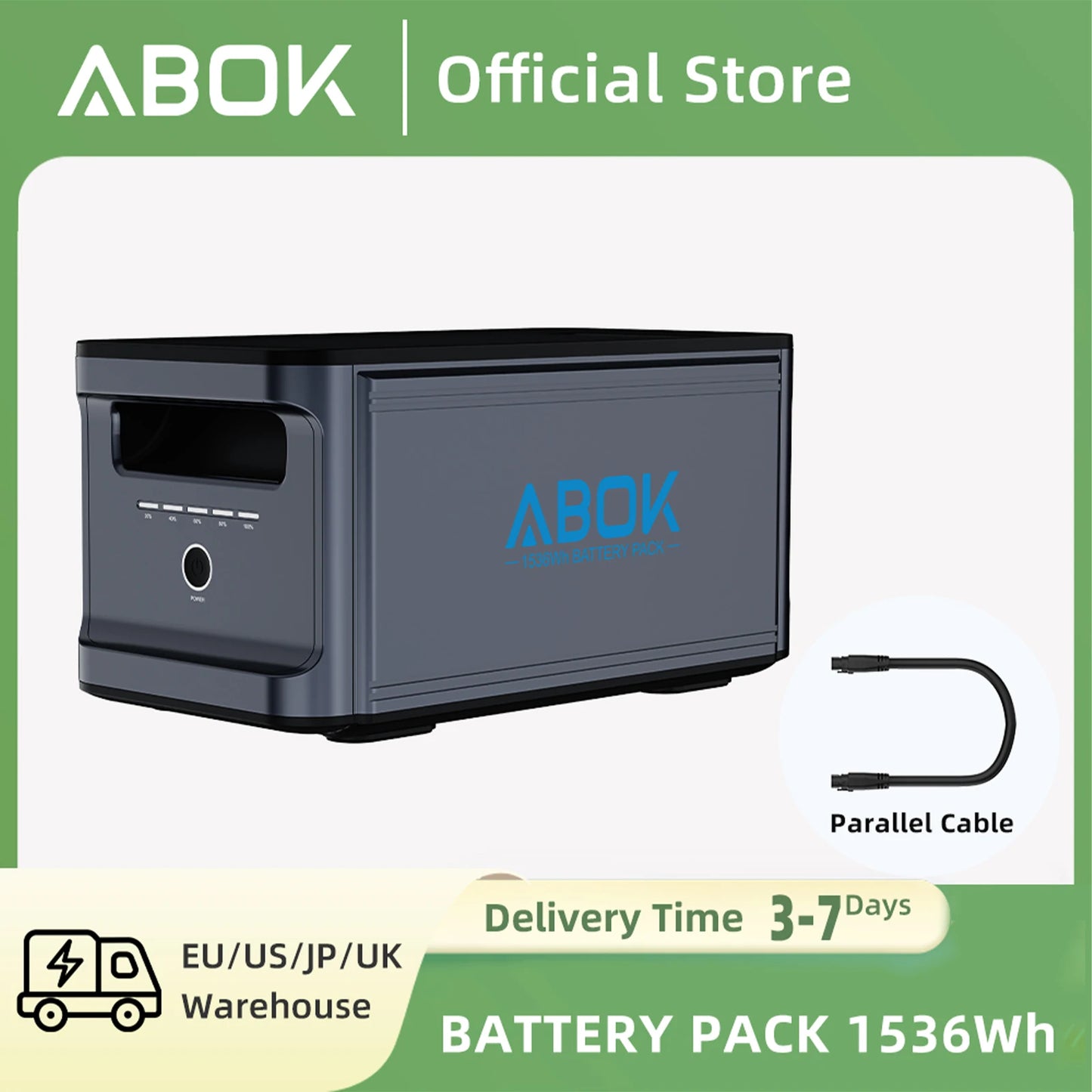 ABOK Ark2000 1536Wh Expansion Battery Pack Solar Generator for Road Trip Off-Grid Power Outage UPS Camping Hiking CPAP Emergency