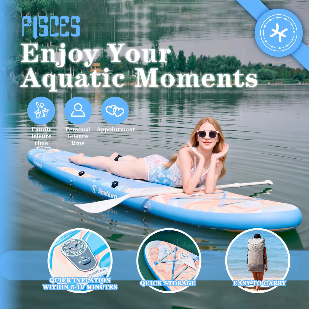 Spatium Touring Paddle Board Stand Up Paddle Board for Adults,440lb Capacity SUP Inflatable Board for Youth & Adults