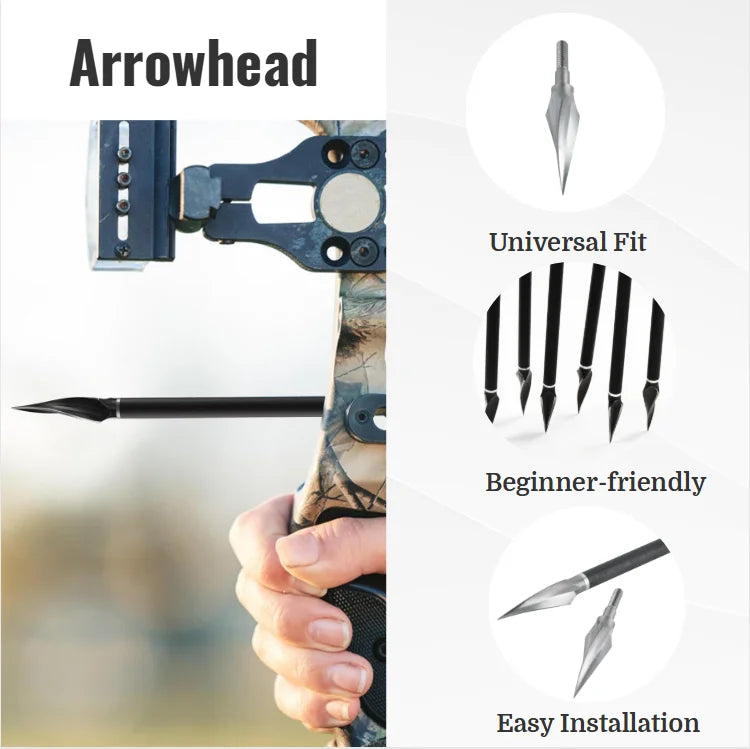 12pcs  Archery Arrowhead Tips Practice Broadhead Targeting Shooting DIY Arrow Shaft for Bow Hunting Shooting Arrow Points
