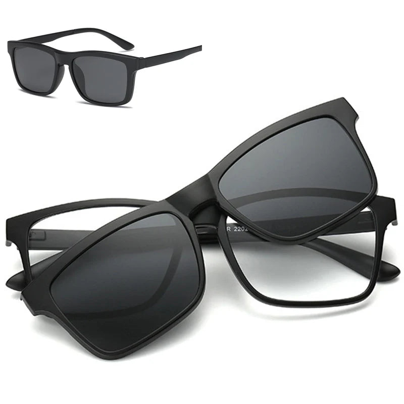 Magnetic Sunglasses Men Women Clip on Glasses Square Optic Prescription Myopia Spectacle Frames Men Outdoor Fishing GogglesUV400
