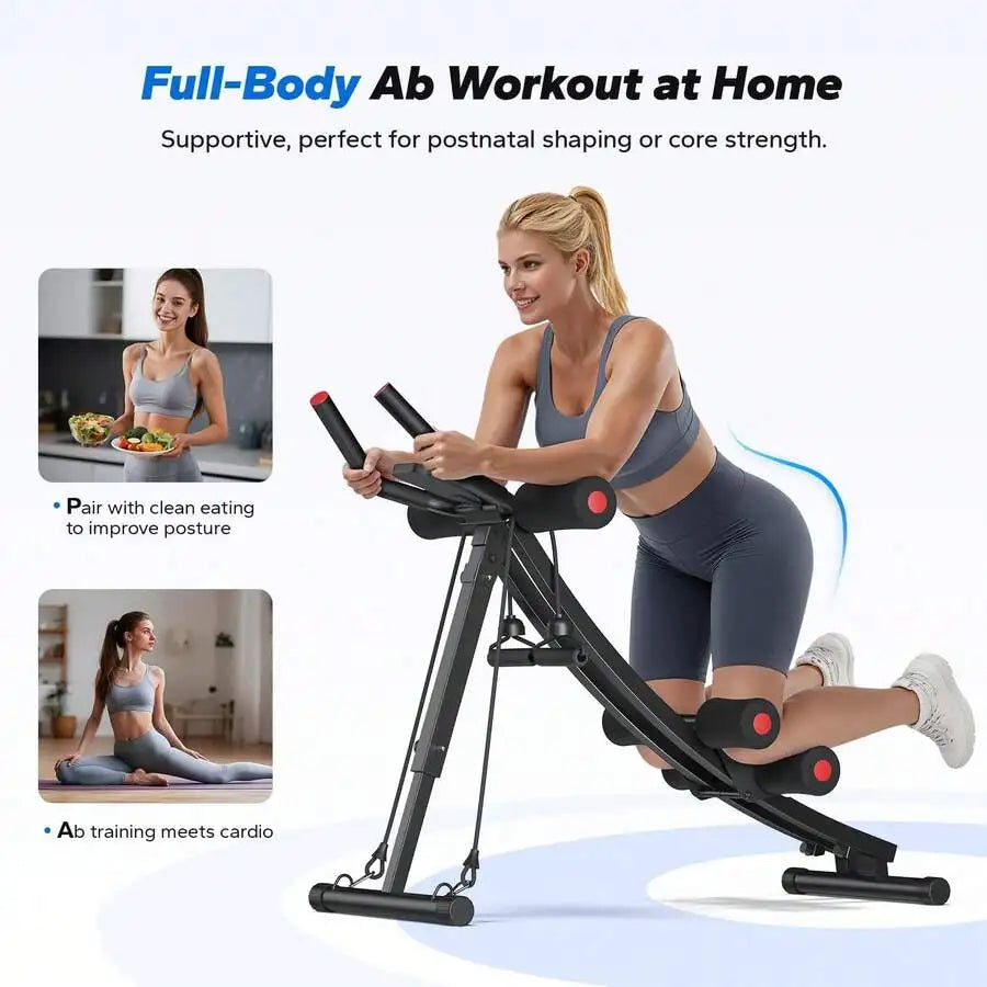 Machine, Adjustable Ab Trainer Machine, Ab Workout Equipment For Home Gym, Ergonomic Arc Track For Better Abs, Foldable Workout Machine For Full Body Workout Home Exercise