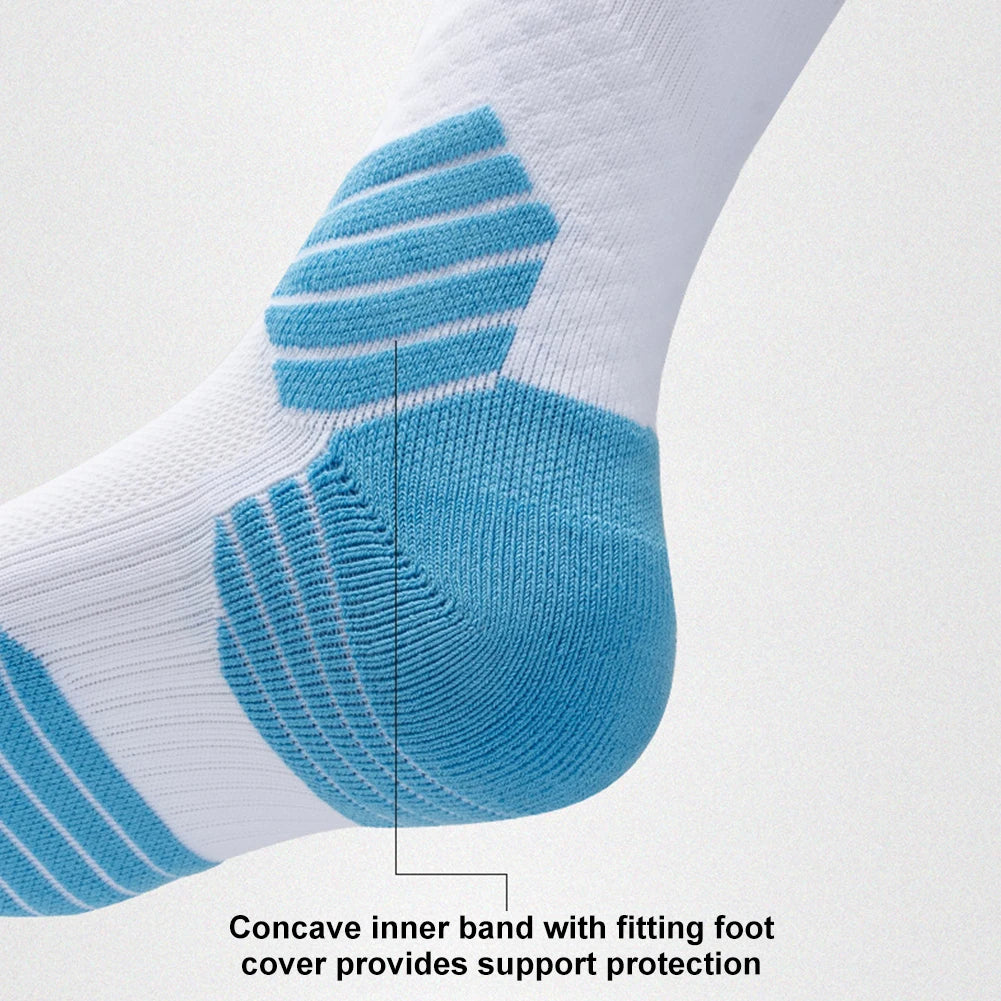 Men Sports Socks Basketball Socks Terry Sole Athletic Running Socks Non Slip Comfy Trekking Socks Breathable for Teen Boys