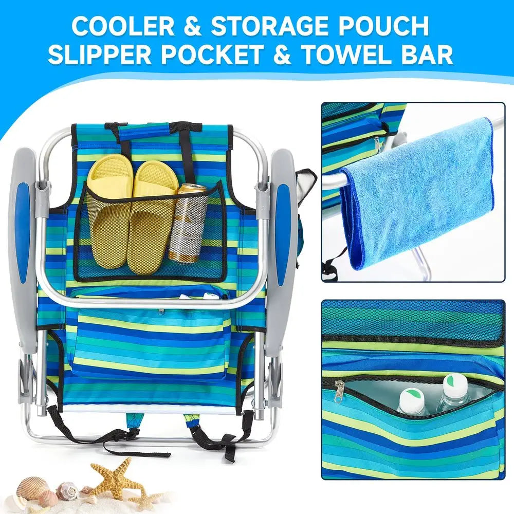 Pack Lightweight Portable Camping Beach Chair for Adults, Outdoor Lay Flat Folding Beach Chairs with 5 Positions, Backpack Beac