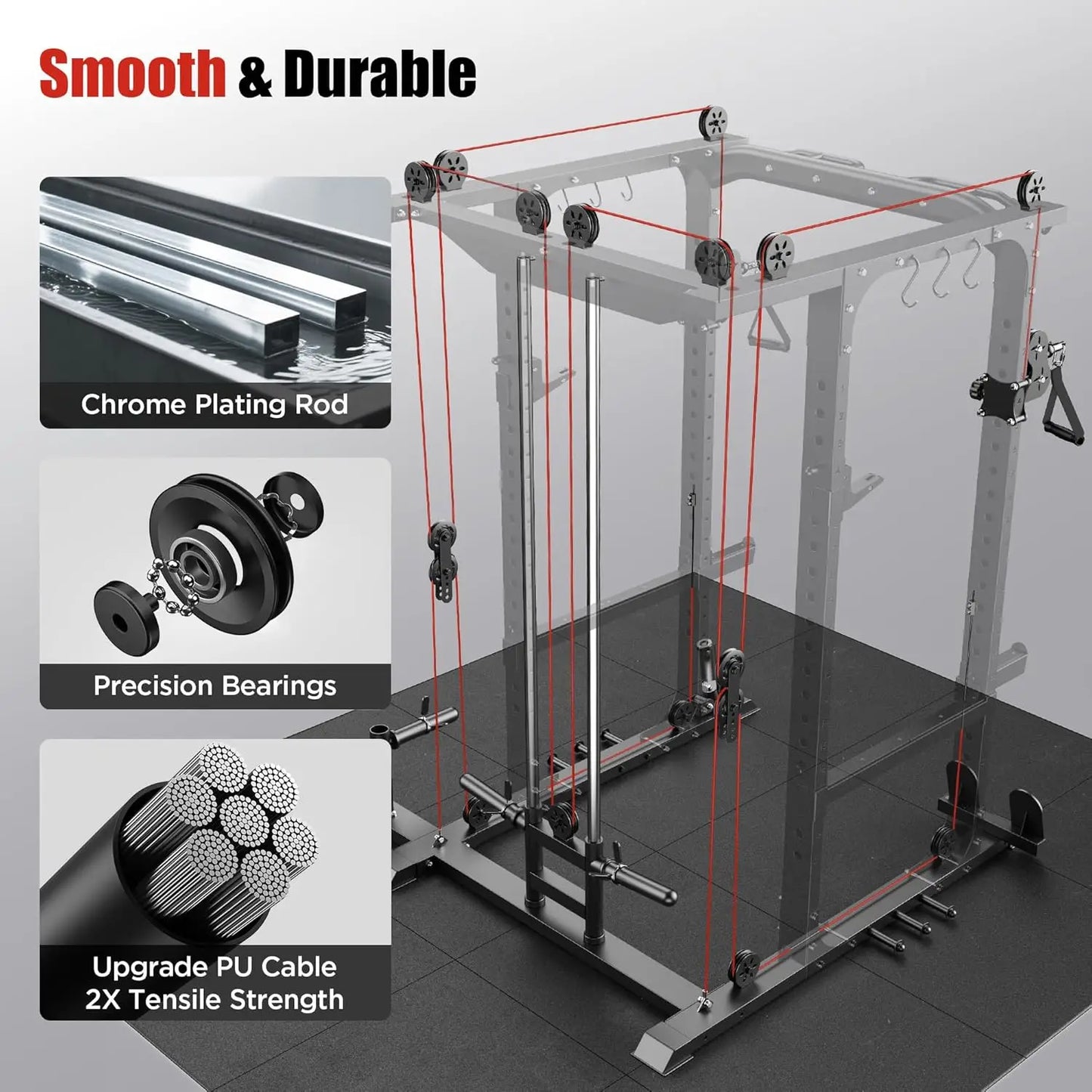 Squat Rack, LAT Power Cage, Power Rack Multi-Function with Pulley System and Training Attachments for Home Gym, Customized