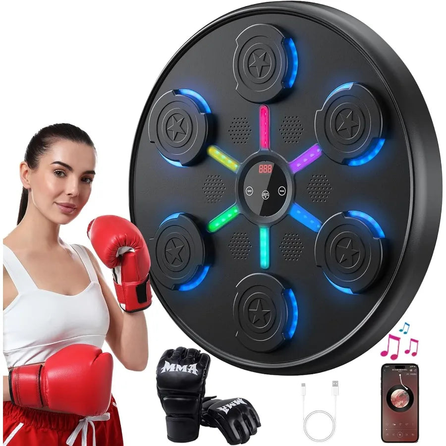 Second Generation WallMounted Music Boxing Machine with Integrated Gloves for Adults: Smart Bluetooth Music Syncing Indoor Gym