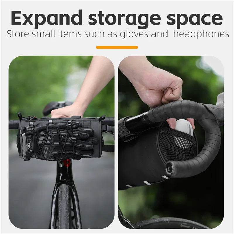 WEST BIKING Bike Bag Portable Handlebar Multi-purpose Large Capacity Backpack MTB Road Cycling Frame Tube Bag Elastic Band