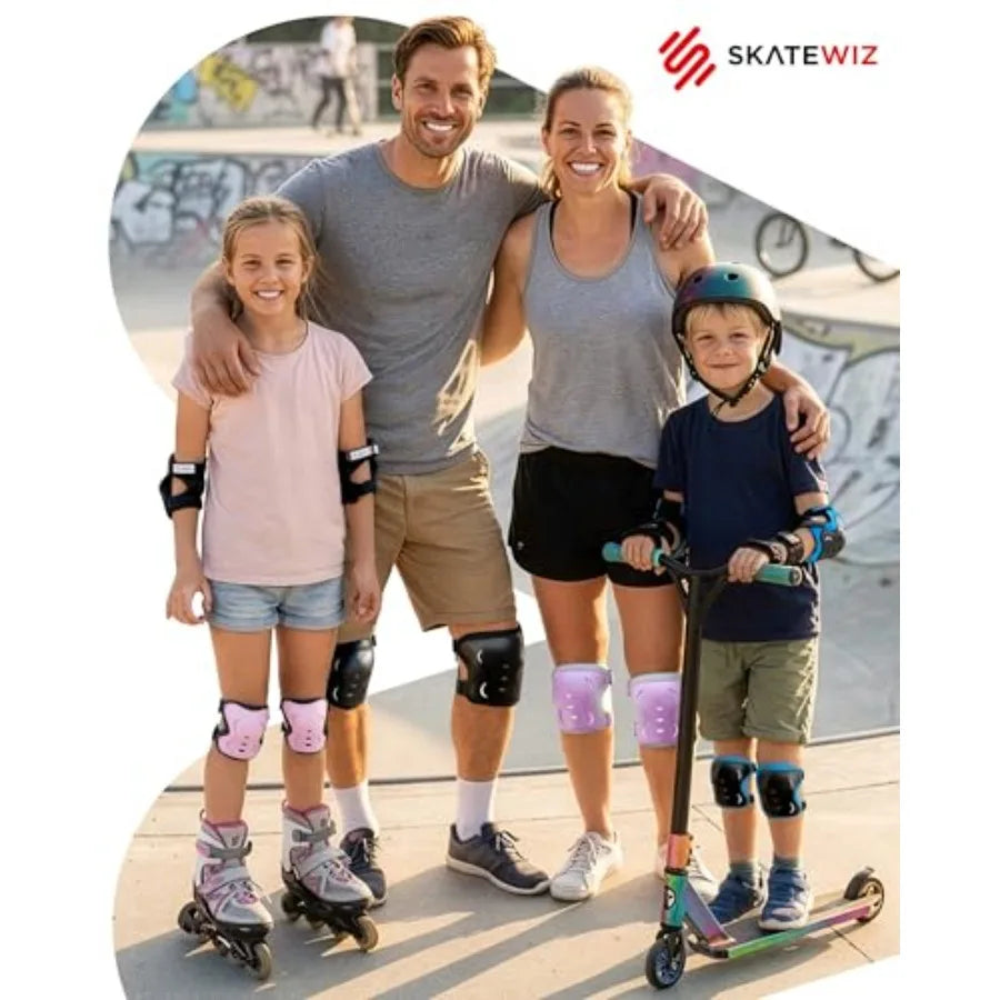 and Adults Knee Pads and Elbow Pads Set with Wrist Guards for Roller Skating [6pc] - Skating Protective Gear for Roller Skates