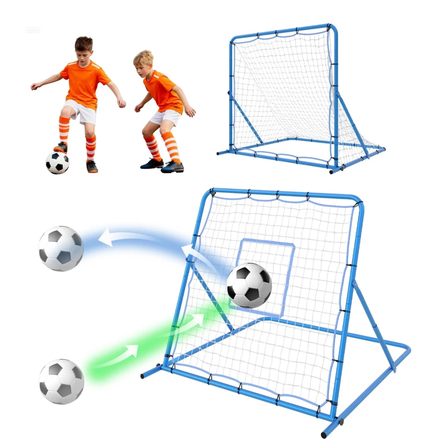 7X5 FT Soccer Rebounder Net, Adjustable Multi-Sport Rebounder Net for Passing Throwing and Ball Control, Practice Nets for Baseball, Volleyball Bounce Back Trainer Equipment for Backyard,