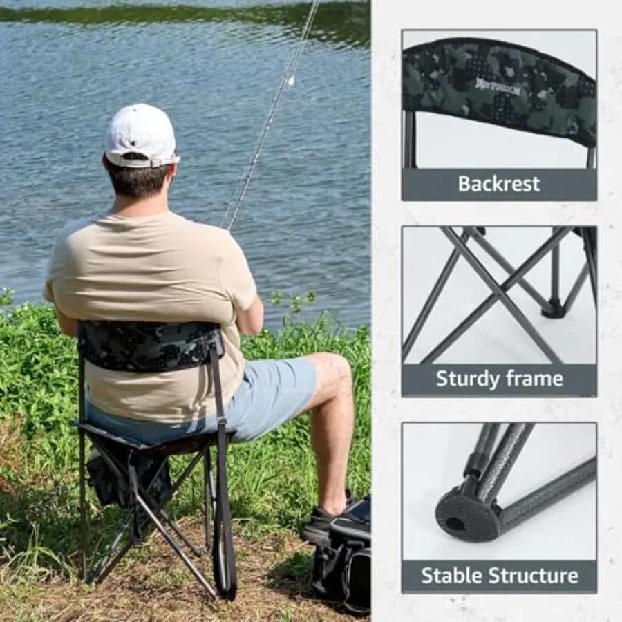 Portable Fishing Chairs Outdoor Folding Stool for Adults Portable Camping Chair for Ice FishingHunting Lawn Patio Garden 300LBS