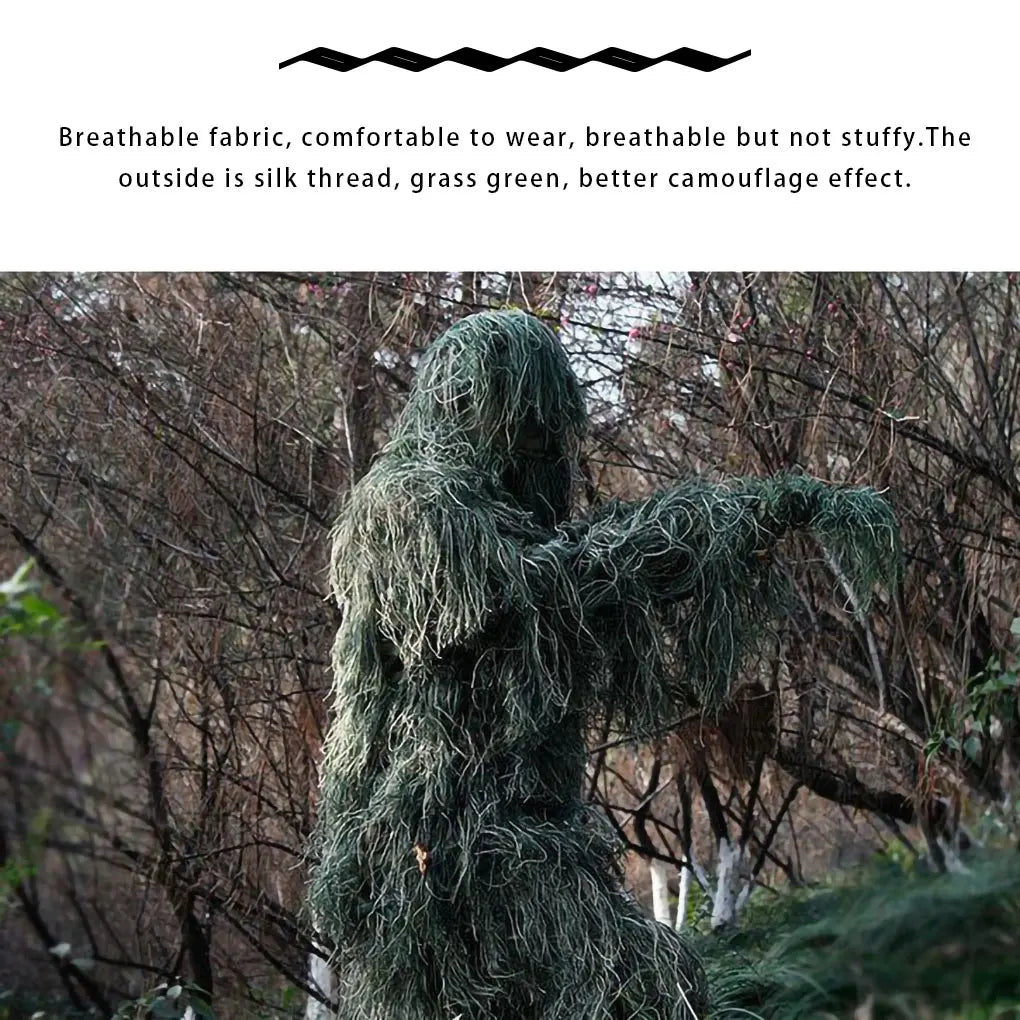 Kids 3D Camouflage Suits Outdoor Hunting Scouting Children Camouflage Clothes Pants Set with Storage Bag 1.3-1.5m