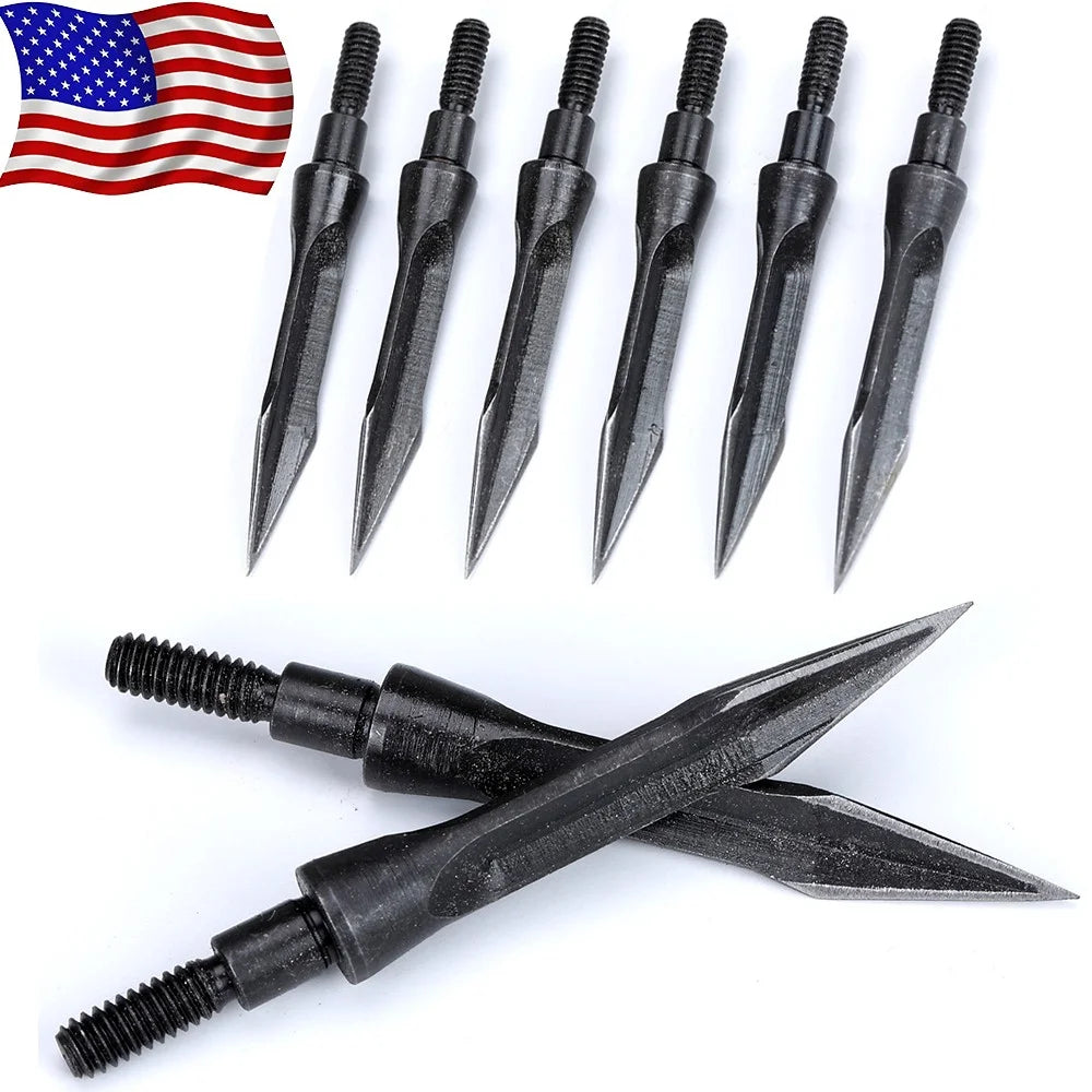 Hunting Arrowheads 12Pcs High Carbon Steel General Thread 112gr Broadheads for Recurve Compound Bow Archery Shooting Target Practice Outdoor Hunting Durable Corrosion-Resistant Accessories