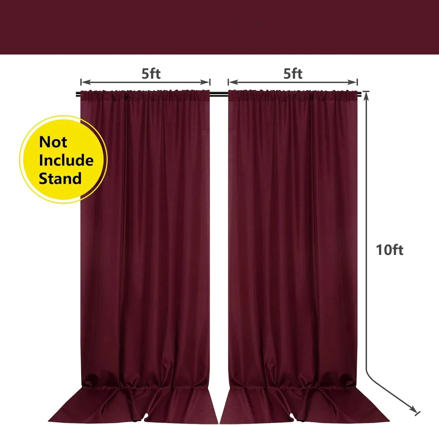 10 Panels-5ft x 10ft Wedding Curtain Backdrop Burgundy Curtains for Parties Wedding Ceremony Reception Swag and Backdrop Decorat