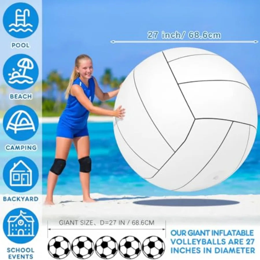 7 Inch Giant Inflatable Volleyball Large Sports Ball Beach Summer Swimming Pool Accessories for Outdoor Party Activity Themed