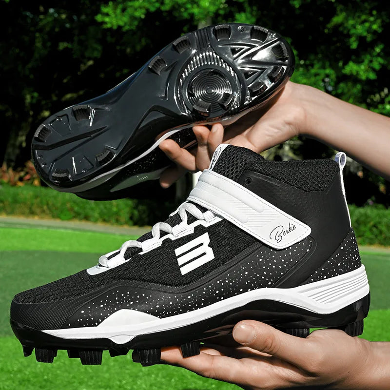 TaoBo Mid Cut Pro Baseball Shoes Men Women Size 40-47  Softball Shoes Non Slip Outdoor Spiked Sneakers Competition Shoes