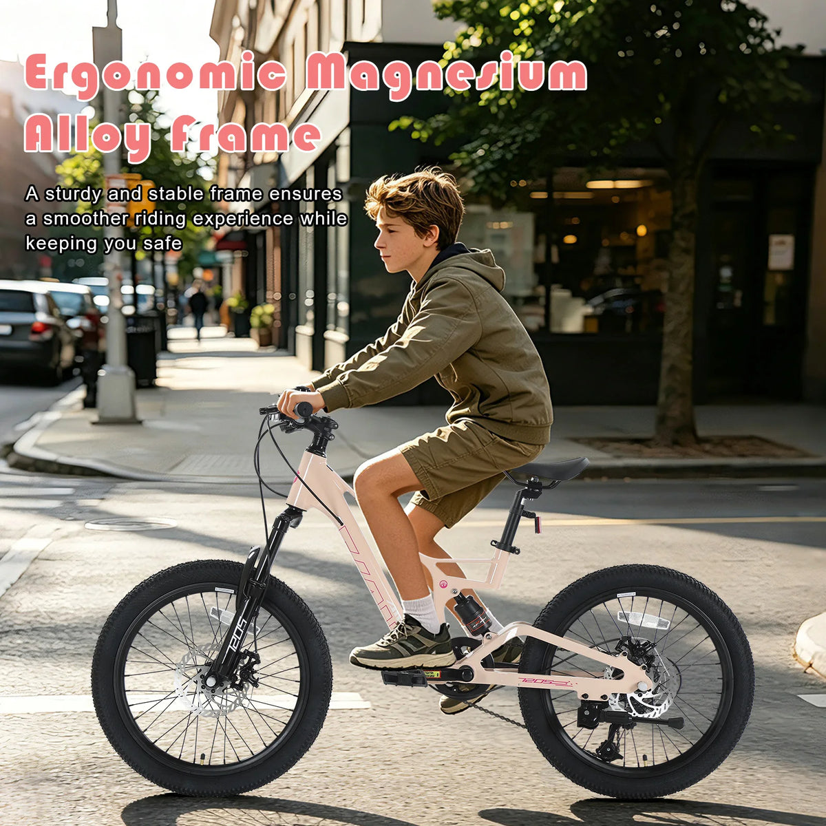 AIVA KNIGHT SUS20 20 Inch City Bike, 7-Speed Commute Bicycle for Teens & Adults, Full Suspension, Lightweight Magnesium Alloy Frame, Front & Rear Disc Brakes