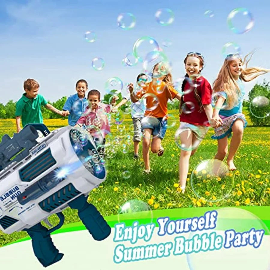 Automatic Gatling Bubble Gun with High-Speed Bubble Production for Indoor Outdoor Birthday Parties Ideal for and Adults White a