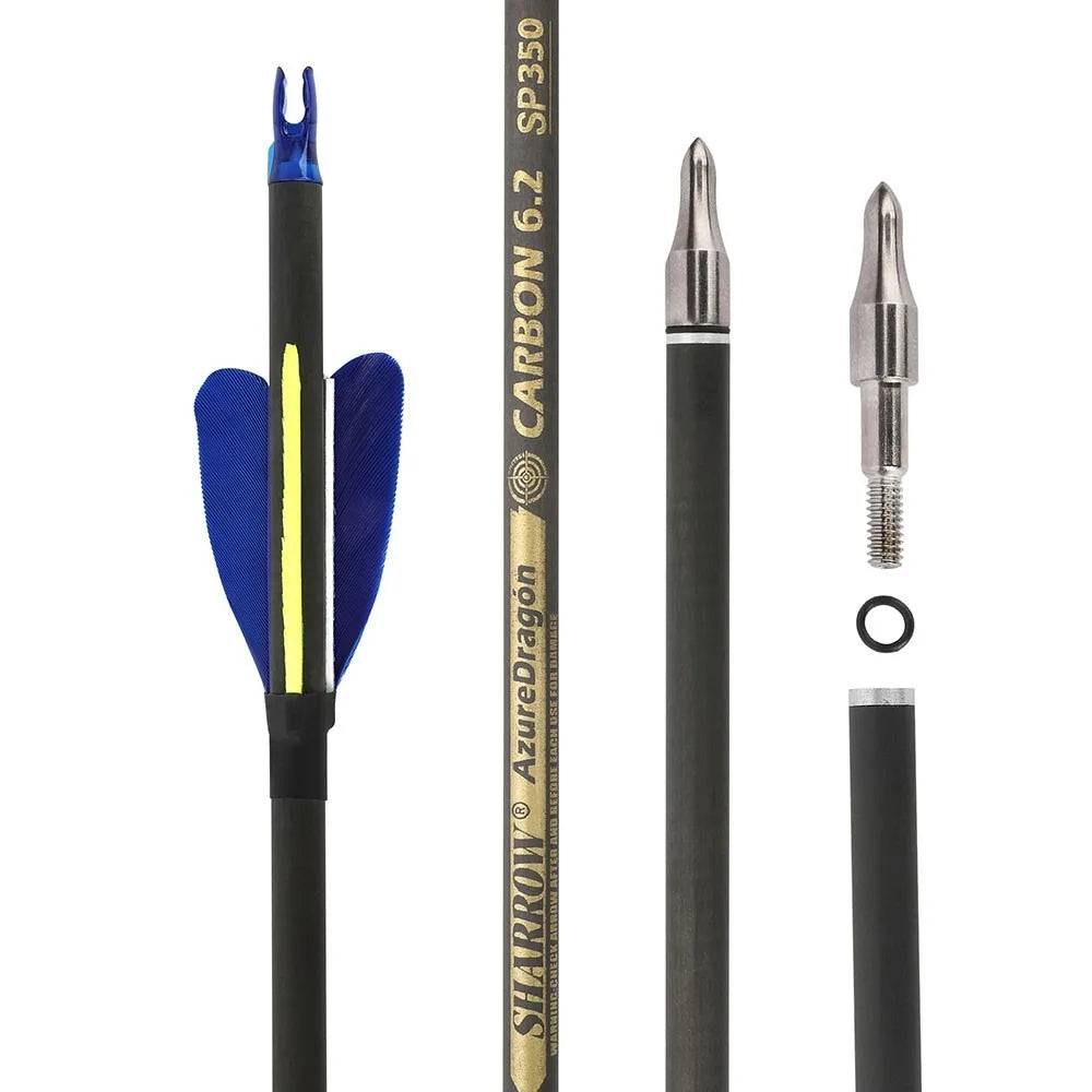 Archery Arrows 32 Inch Pure Carbon Spine 500/600 ID6.2mm with 2 Inch Feathers for Hunting Shooting Target Practice