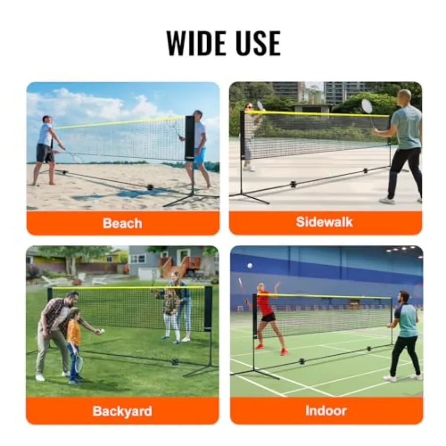 Badminton Net, Height Adjustable Volleyball Net, Wide Foldable Pickleball Net, Portable Easy Setup Tennis Net Set with Poles, S