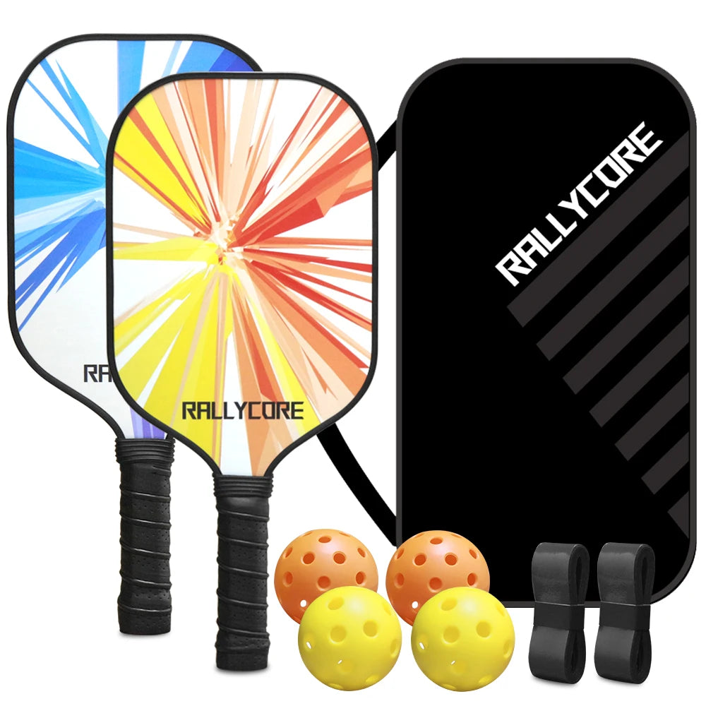 Pickleball Paddles Set of 2 with 4 Pickleball Balls and Pickleball Bag, Fiberglass Pickle Ball Rackets 2 Pack for Beginner