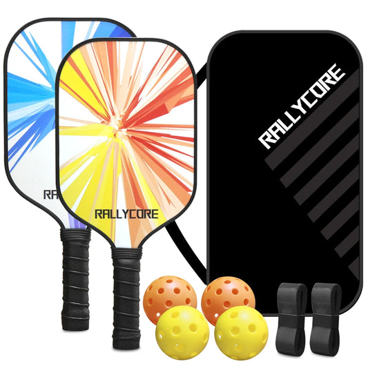 Pickleball Paddles Set of 2 with 4 Pickleball Balls and Pickleball Bag, Fiberglass Pickle Ball Rackets 2 Pack for Beginner