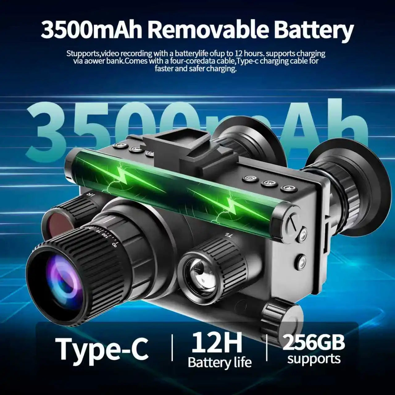 Night Vision Device Binocular Single Tube With Tactical Light Supports Head-Mounted Infrared 4k Uhd 48mp Head Mounted Tactical Telescope Goggles, 8x Zoom,600m Infrared Night Vision Binoculars Hunting Trail Camera