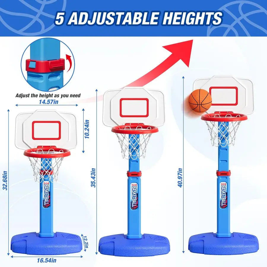 Toddler Basketball Hoop, Adjustable Height Indoor Basketball Hoop for Kids 13, Foldable Mini Basketball Goal with 3 Balls, Outdo