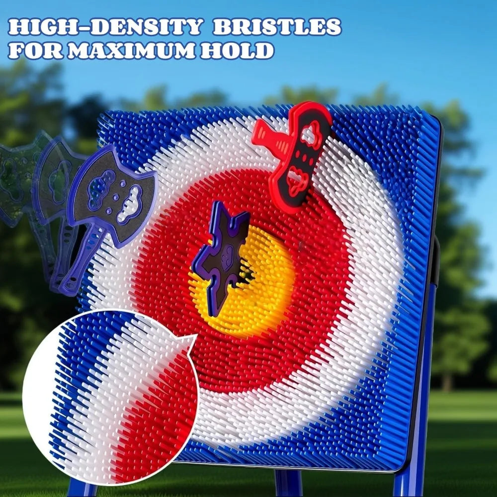 Axe Throwing Bristle Target Set with 4 Axes, 4 Ninja Stars, 4 Darts, Indoor Outdoor Backyard Game