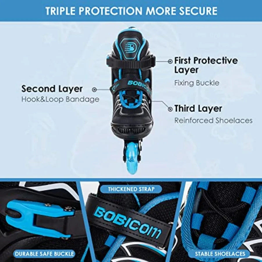Adjustable Inline Skates with Full Light Up WheelsOutdoor Illuminating Roller Skates for and Adults Girls and Boys Men and Wome