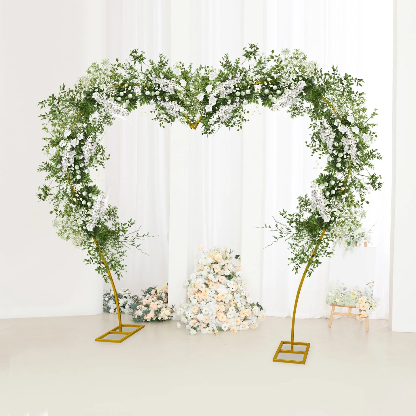 2.65x2.35m Large Balloon Arch Stand Heart Shape Wedding Arches Metal Flower Arch Backdrop Stand for Wedding Ceremony Birthday