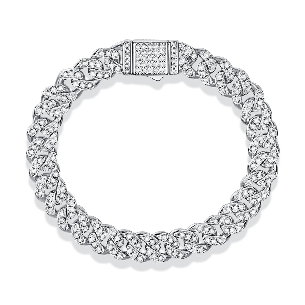JIU ZUAN S925 Silver Moissanite Light Of Faith LuxuriousBracelet For Men And Women, Cuban Chain,For Engagement, Anniversary