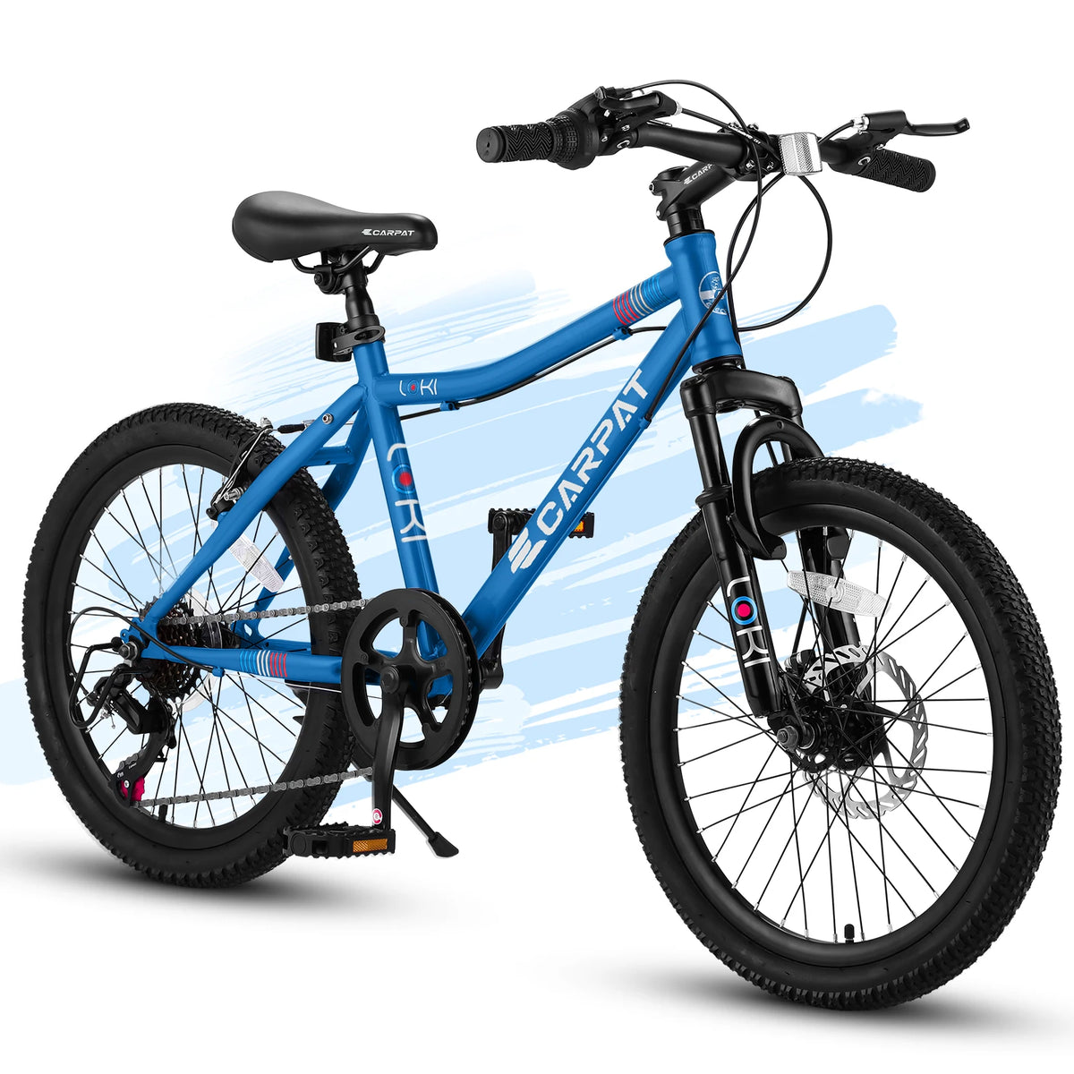 20 Inch Kids' Mountain Bike Ages 5-10, 7-Speed Children's Day Gifts Bicycles for Boys Girls Present, Outdoor Cycling City Bikes