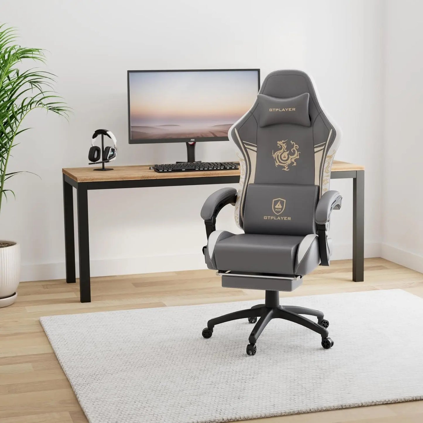 Gaming Chair with Bluetooth Speakers and Footrest, Dragon Series Video Game Chairs, Heavy Duty Ergonomic Chairs